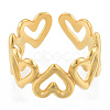 Ion Plating(IP) 304 Stainless Steel Hollow Heart Cuff Rings RJEW-N038-124LG-2