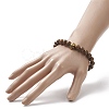 Natural Wenge Wood & Alloy Skull Beaded Stretch Bracelet for Women BJEW-JB09146-7