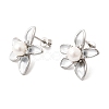 Brass Micro Pave Cubic Zirconia Enamel Stud Earrings CU-CBABA66-12C-P-4