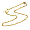 Ion Plating(IP) 304 Stainless Steel Initial Letter B Pendant Necklace with Curb Chains for Women NJEW-M199-02G-1
