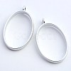 Rack Plating Alloy Oval Open Back Bezel Pendants X-PALLOY-S047-26B-FF-1