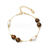 Brass Natural Freshwater Pearl Beaded Bracelets for Women BJEW-U046-01G-4