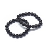 Synthetic Black Stone Bead Stretch Bracelets BJEW-K212-B-032-1