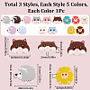 15Pcs 15 Style Animal Theme Food Grade Eco-Friendly Silicone Focal Beads SIL-SC0001-41-2