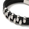 Leather Braided Triple Loops Multi-strand Bracelet with 304 Stainless Steel Magnetic Clasp for Men Women BJEW-C021-20-4