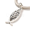 I Love Jesus Symbol Glass Pendant Keychain with Alloy Jesus Fish Charm KEYC-G058-01E-3