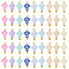 90Pcs 9 Colors Cross Transparent Spray Paint Glass Pendants PALLOY-TAC0169-1