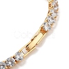 Brass Pave Clear Cubic Zirconia Flat Round Link Bracelets BJEW-YWC0002-04G-3