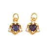 Brass Micro Pave Cubic Zirconia Charms KK-Q085-09G-02-2