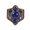Natural Lapis Lazuli Retro Finger Rings RJEW-B067-01R-11-2