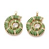 Brass Micro Pave Clear Cubic Zirconia Enamel Pendants KK-T071-28G-03-1