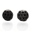 Rack Plating Brass Cubic Zirconia Beads ZIRC-S001-6mm-B04-3