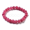 Natural Dyed & Heated  Chalcedony Imitation Rhodochrosite Beaded Stretch Bracelets for Women Men BJEW-F483-05-1-4