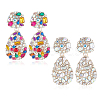 ANATTASOUL 2 Pairs 2 Colors Rhinestone Teardrop Dangle Stud Earrings EJEW-AN0001-95-1