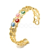 Colorful Enamel Evil Eye Open Cuff Bangle with Cubic Zirconia BJEW-A136-05G-3