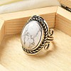 Natural Howlite Adjustable Rings RJEW-I108-01AS-01-3