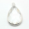 Silver Color Plated Brass Glass Teardrop Pendants GLAA-M006-A-23S-1