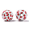 Printed Natural Wooden Fruit Beads WOOD-T021-106-1