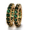 Brass Micro Pave Cubic Zirconia Rondelle European Beads KK-B028-18G-E-1