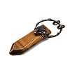 Natural Tiger Eye & Amethyst Sword Shape Big Pendants G-Q350-07J-2