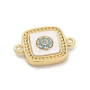 Brass Micro Pave Clear Cubic Zirconia Connector Charms KK-M303-04G-03-2