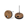Walnut Wood Stud Earring Findings MAK-N032-043A-2