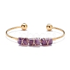 Natural Mixed Stone Beads Wrapped Cuff Bangle BJEW-JB07471-5