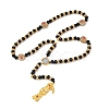 Faceted Rondelle Glass Rosary Bead Necklaces NJEW-DC00014-1