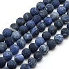 Frosted Natural Sodalite Round Bead Strands G-M064-12mm-01-1