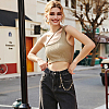 2Pcs 2 Styles Acrylic Colorful Rhinestone & Round Plastic Pearl Link Chain Double Layer Alloy Cross Charm Jean Chains AJEW-HS0001-26KCG-5