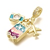 Brass Enamel Airplane & Luggage & Camera European Dangle Charms KK-M309-18G-03-2