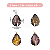 SUPERFINDINGS 4Pcs 4 Colors Natural Crackle Agate Pendants FIND-FH0006-56-2