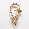 Brass Micro Pave Cubic Zirconia Lobster Claw Clasps ZIRC-G095-54G-1