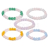 5Pcs 5 Colors Dyed Natural Malaysia Jade Round Beaded Stretch Bracelets Set BJEW-JB10140-1