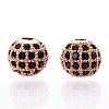Rack Plating Brass Cubic Zirconia Beads ZIRC-S001-8mm-B01-3