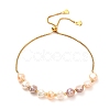 Natural Pearl Beads Adjustable Slider Bracelet for Girl Women Gift BJEW-JB06820-02-1