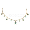 Natural Agate Round & Alloy Enamel Star Charms Bib Necklace with 304 Stainless Steel Chains NJEW-JN04404-02-2