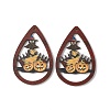 Halloween Theme Single Face Printed Aspen Wood Big Pendants WOOD-TAC0018-09A-1