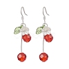 Glass Beads Cherry Dangle Earrings EJEW-JE06640-02-2