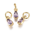 Brass Micro Pave Cubic Zirconia Charms ZIRC-F111-04G-03-1