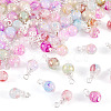 80Pcs 8 Colors Baking Paint Crackle Glass Pendants PALLOY-TAC0186-3