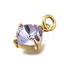 Rhombus Brass with Glass Charms KK-G525-02G-01-2