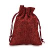 Polyester Imitation Burlap Packing Pouches Drawstring Bags ABAG-R005-9x12-M-3
