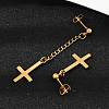 Christian Upside Down Cross 201 Stainless Steel Dangle Stud Earrings LS-EJEW-P314-01C-G-2