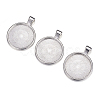Flat Round Alloy Pendant Cabochon Settings PALLOY-A15654-N-4