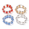 Round Glass Beaded Finger Rings RJEW-JR00679-1