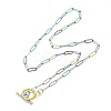 Unisex PVD Vacuum Plating 304 Stainless Steel Paperclip Chain Necklaces NJEW-H215-04MC-1