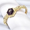 Hexagon Brass Pave Natural Amethyst & Cubic Zirconia Cuff Bangles for Women BJEW-Z172-01G-09-3