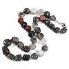 Natural Bloodstone Nuggets Beaded Necklaces for Women Men NJEW-K388-01G-1