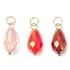 15Pcs Electroplate Glass Pendants PALLOY-JF03008-2